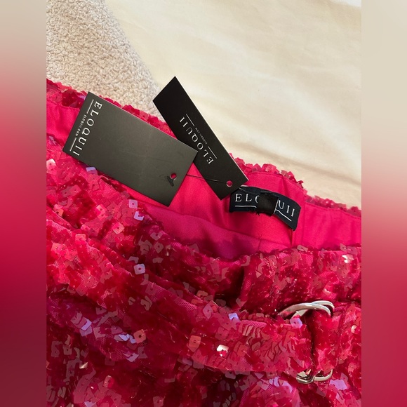 NWT ELOQUII Pink Sequined Shorts w Belt - Picture 3 of 3